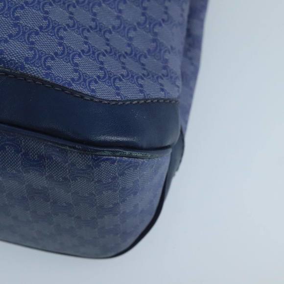 CELINE Macadam Canvas Hand Bag Blue Gold Auth 98298 - Picture 9 of 16